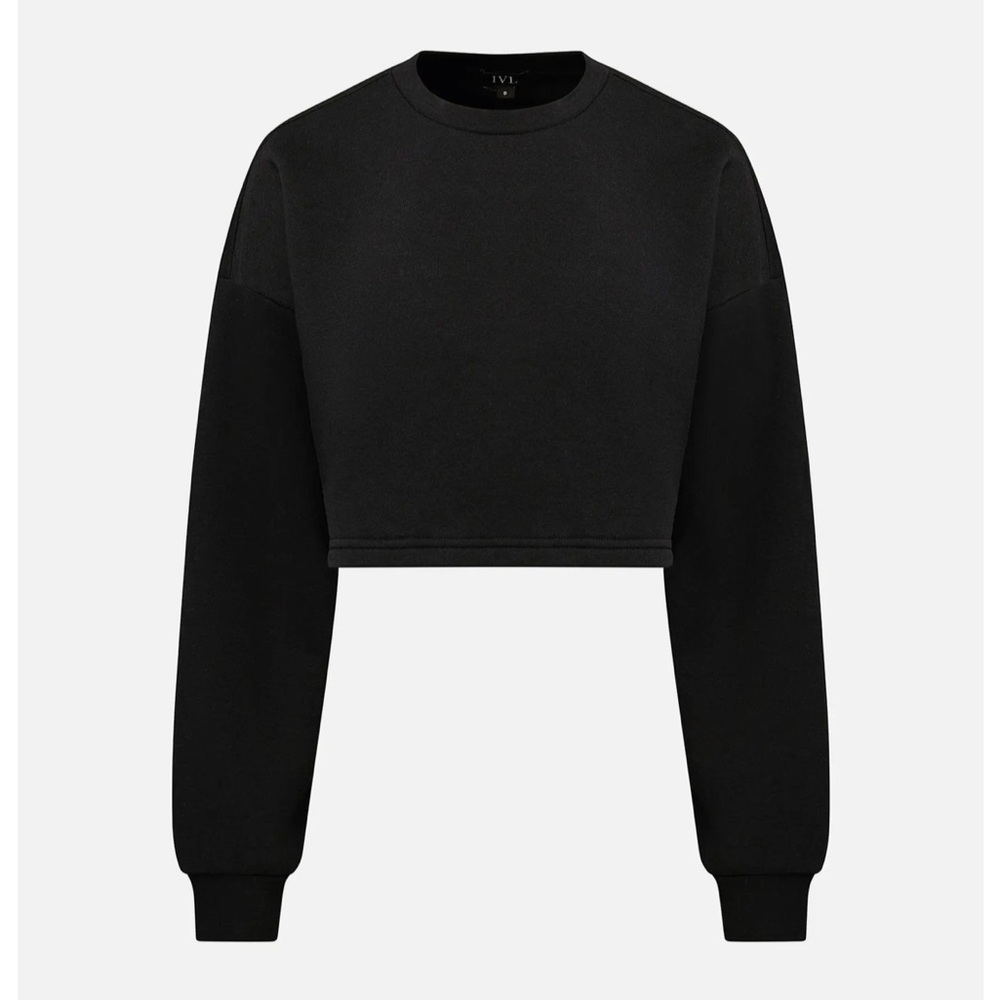 IVL Collective Cropped Crewneck Sweatshirt - Jet black size xs NWT